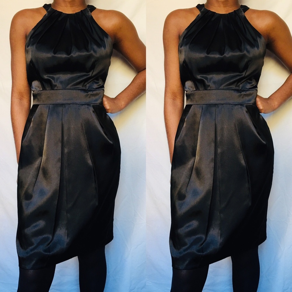 Satin Little Black Dress by London Times Sz 8